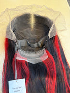 13x6 Lace Front Wig – Straight – Black & Red Highlight – 180% Density