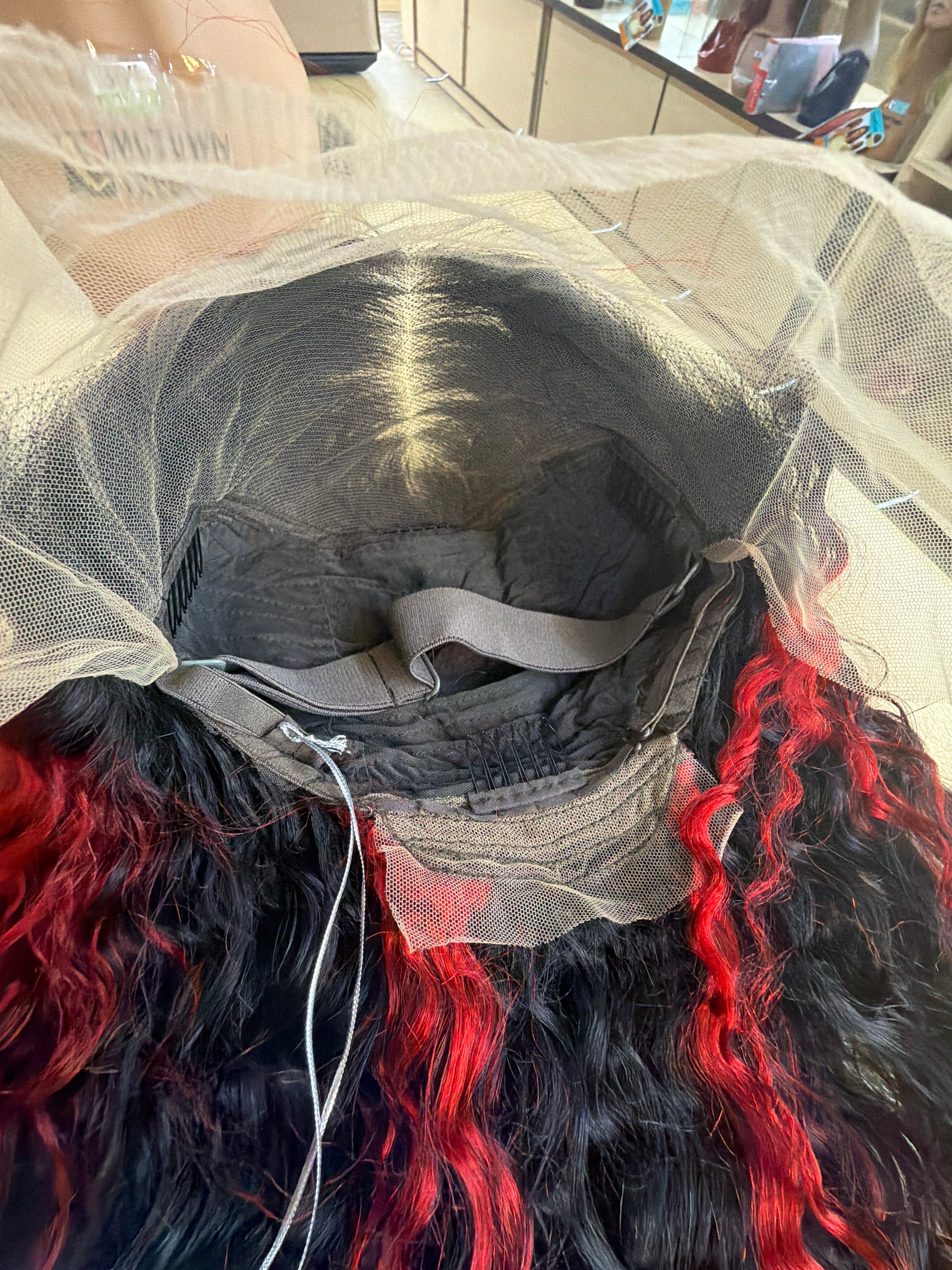 30” Deep Wave 13x6 Lace Front Wig – 100% Human Hair – P1B/Red Highlight