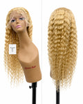 30 inch 613 Blonde Deep Wave 13x6 human hair wig on clean white background