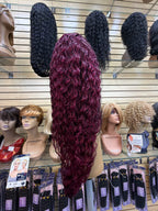 30” Deep Wave 13x6 Lace Front Wig – Color 99J – 100% Human Hair