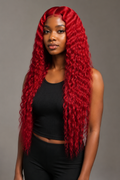 30” Red Deep Wave 13x6 Lace Front Wig – 100% Human Hair
