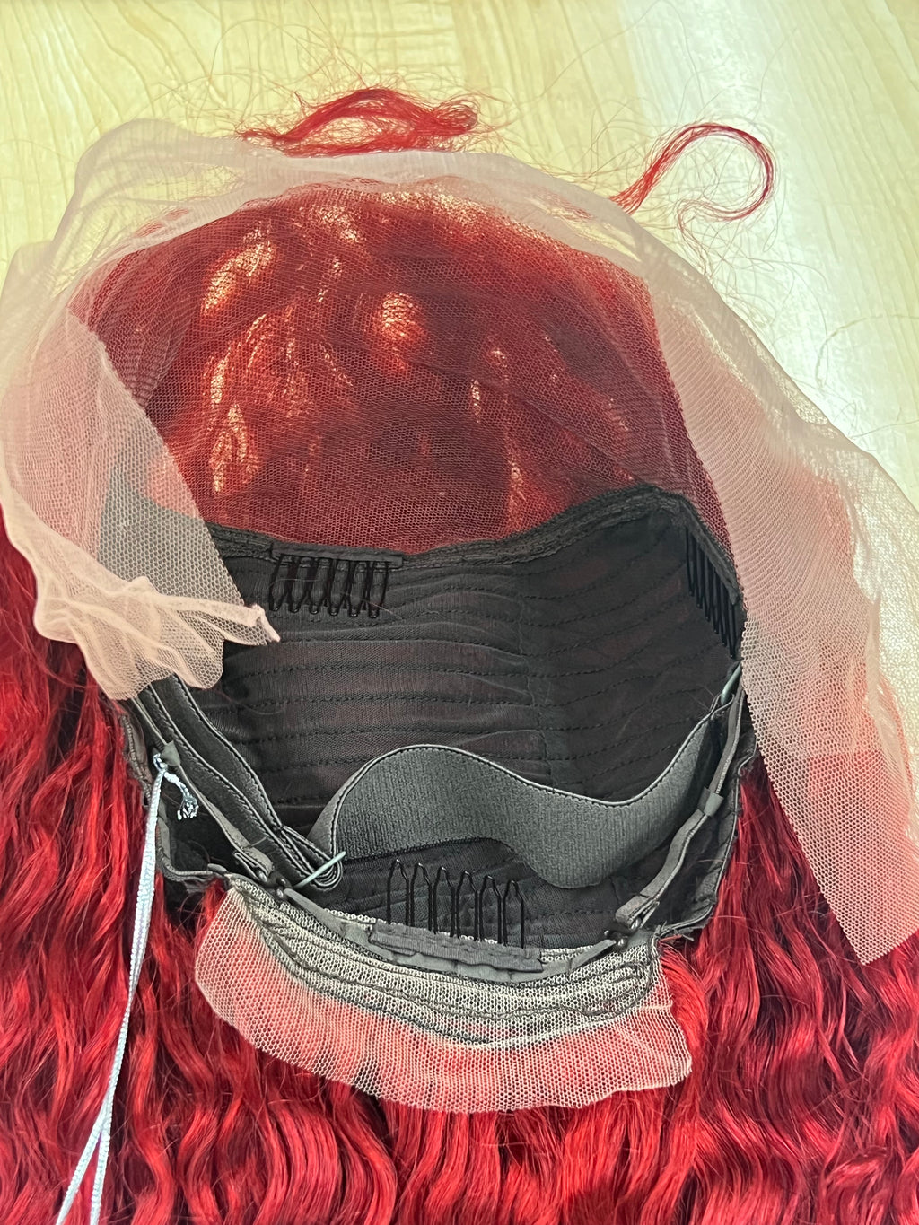 30” Red Deep Wave 13x6 Lace Front Wig – 100% Human Hair