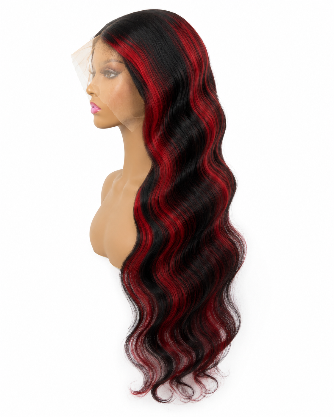 1b/RED 30”inch body wave 100% human hair wig 13x6