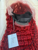 30” Red Deep Wave 13x6 Lace Front Wig – 100% Human Hair