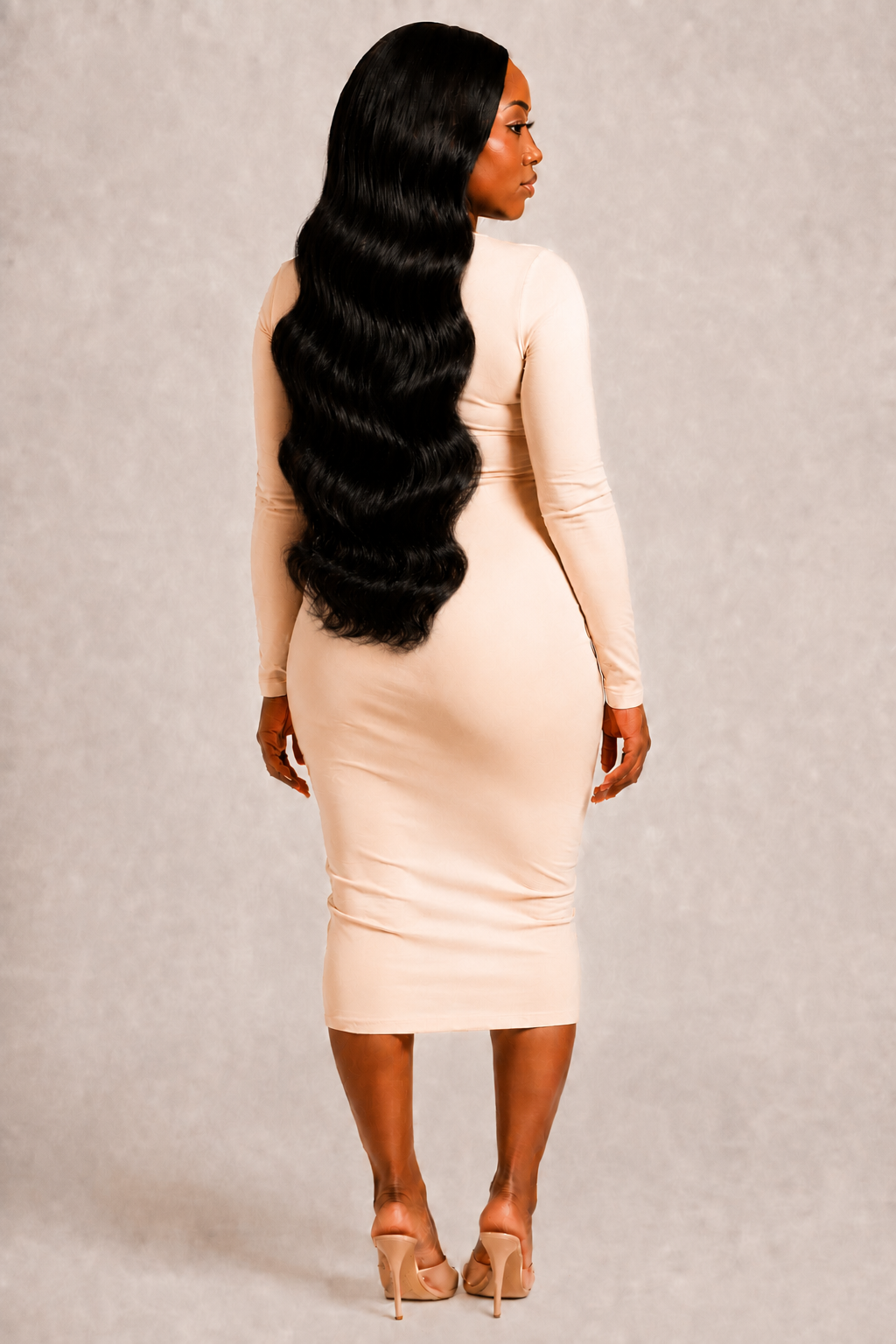 100% Human Hair 13x6  Lace Front BODY WAVE Wig, available in Natural Black and P4/27 Highlight, in lengths 22 to 38 inches.