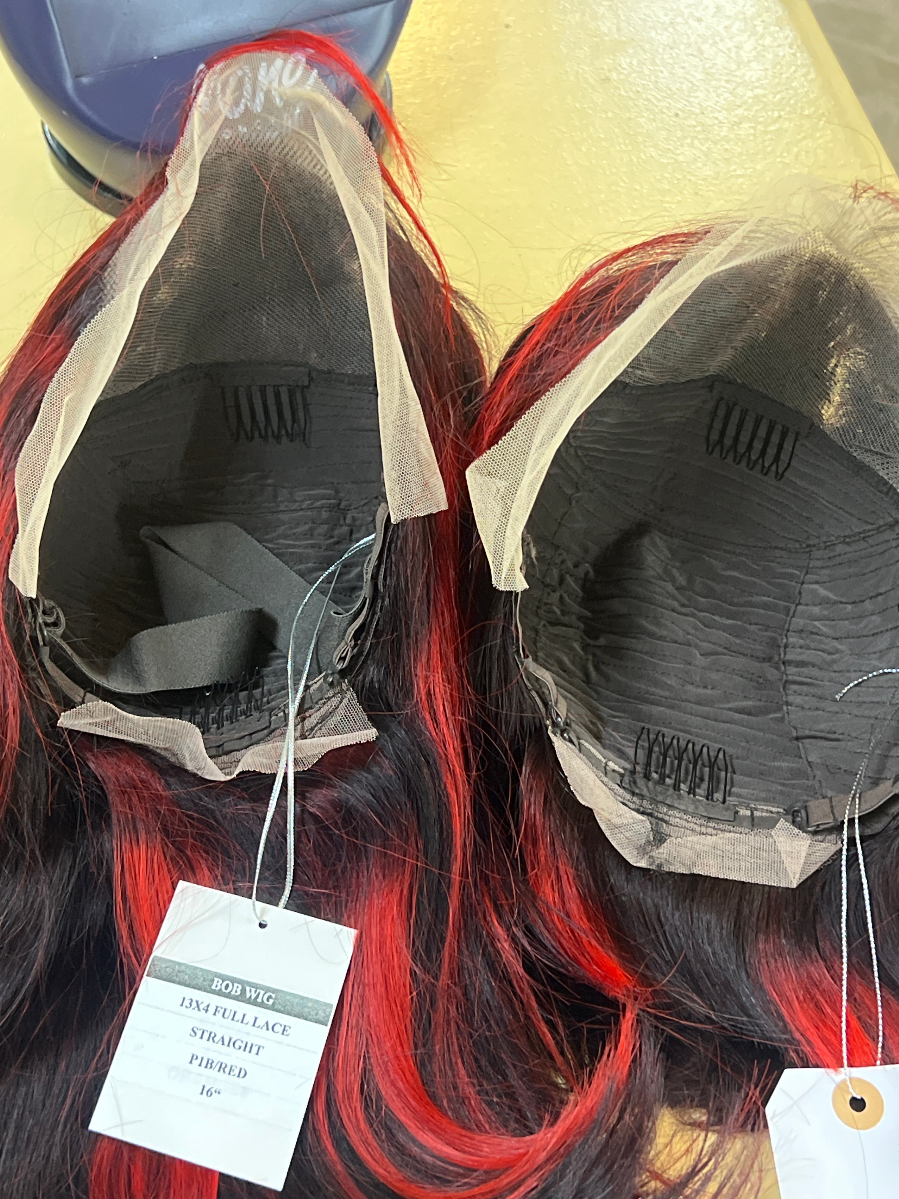 BOB wigs 100% human hair wigs 1b/red 13x4