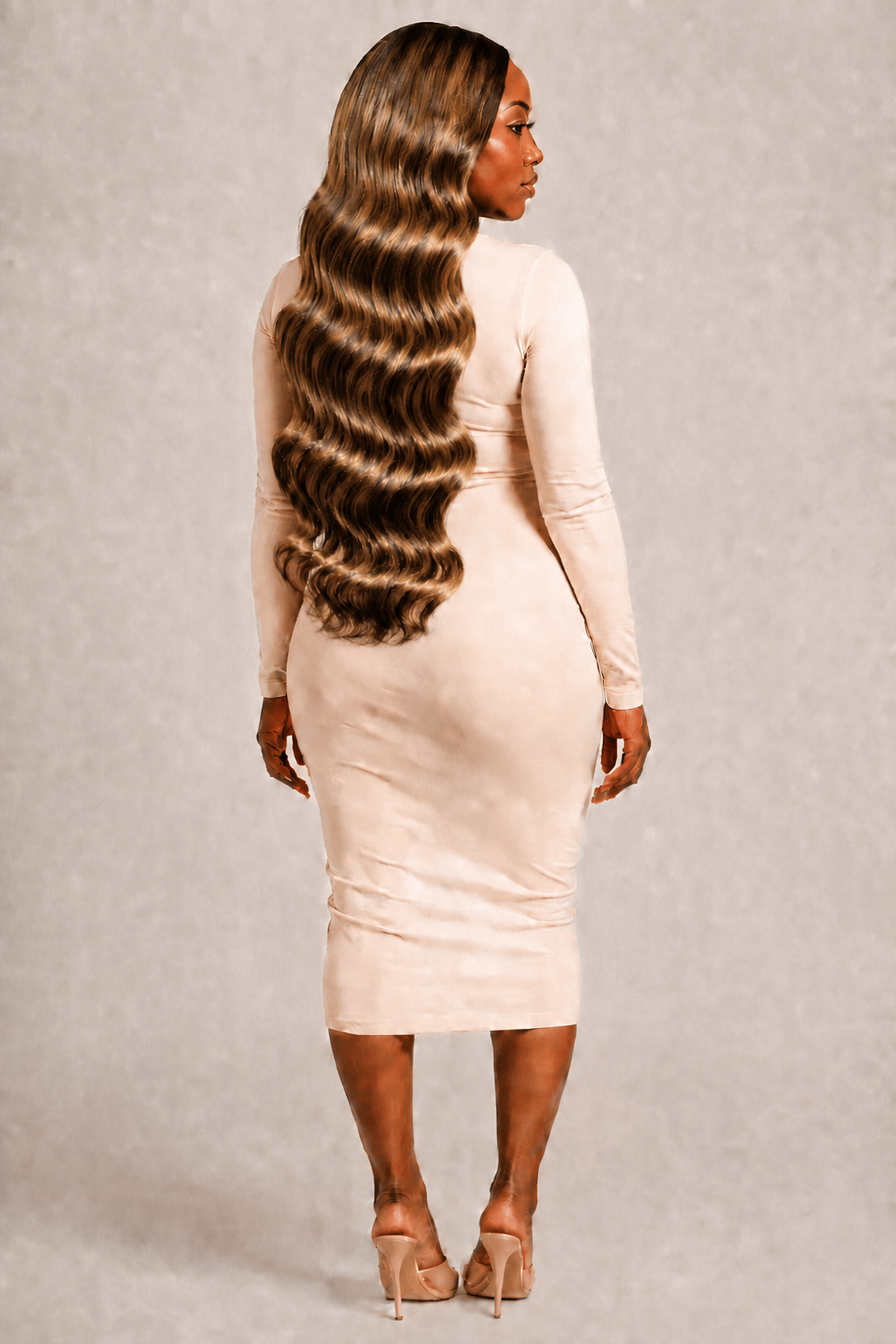 100% Human Hair 13x6  Lace Front BODY WAVE Wig, available in Natural Black and P4/27 Highlight, in lengths 22 to 38 inches.