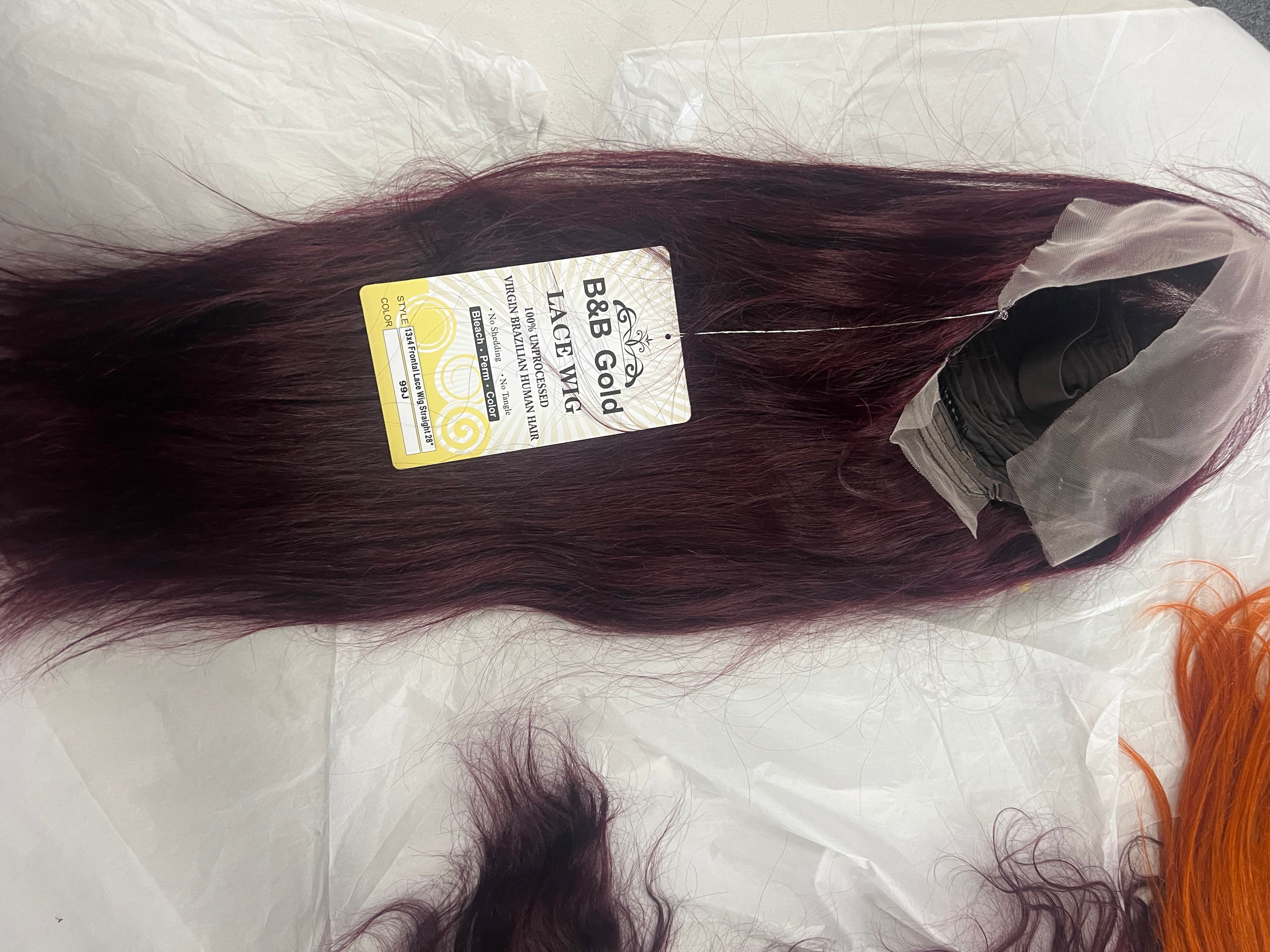 100% human hair wig 13x4 99j  28”inch