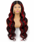 1b/RED 30”inch body wave 100% human hair wig 13x6