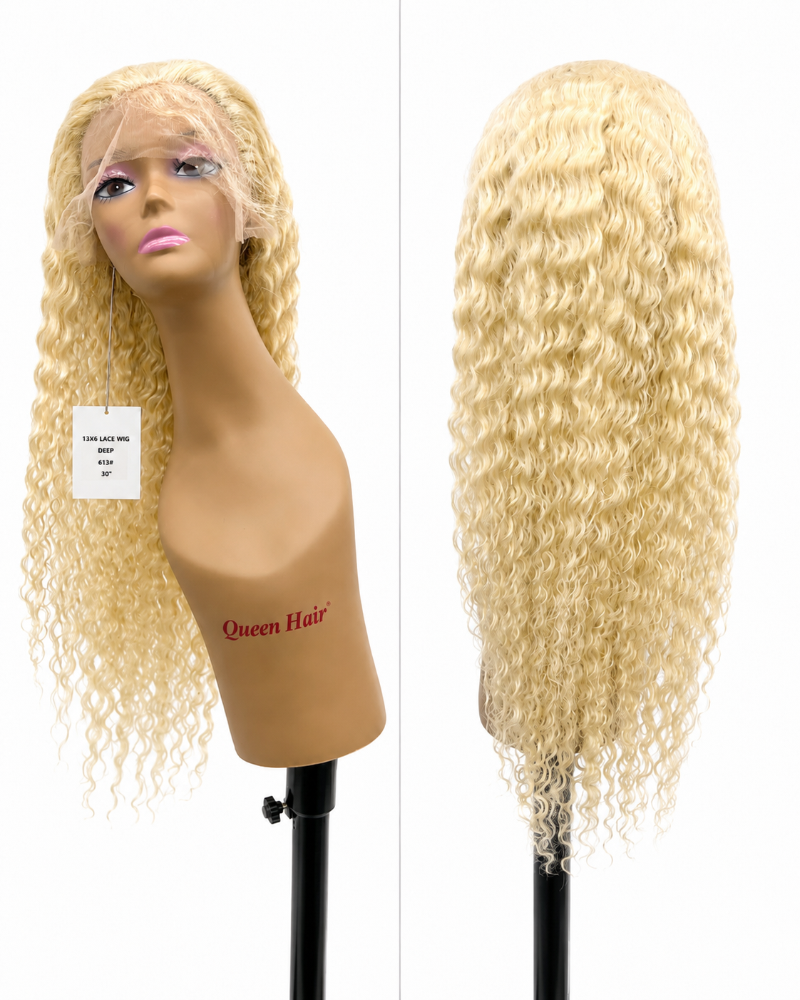30” 613 Blonde Deep Wave 13x6 Lace Front Wig – 100% Human Hair