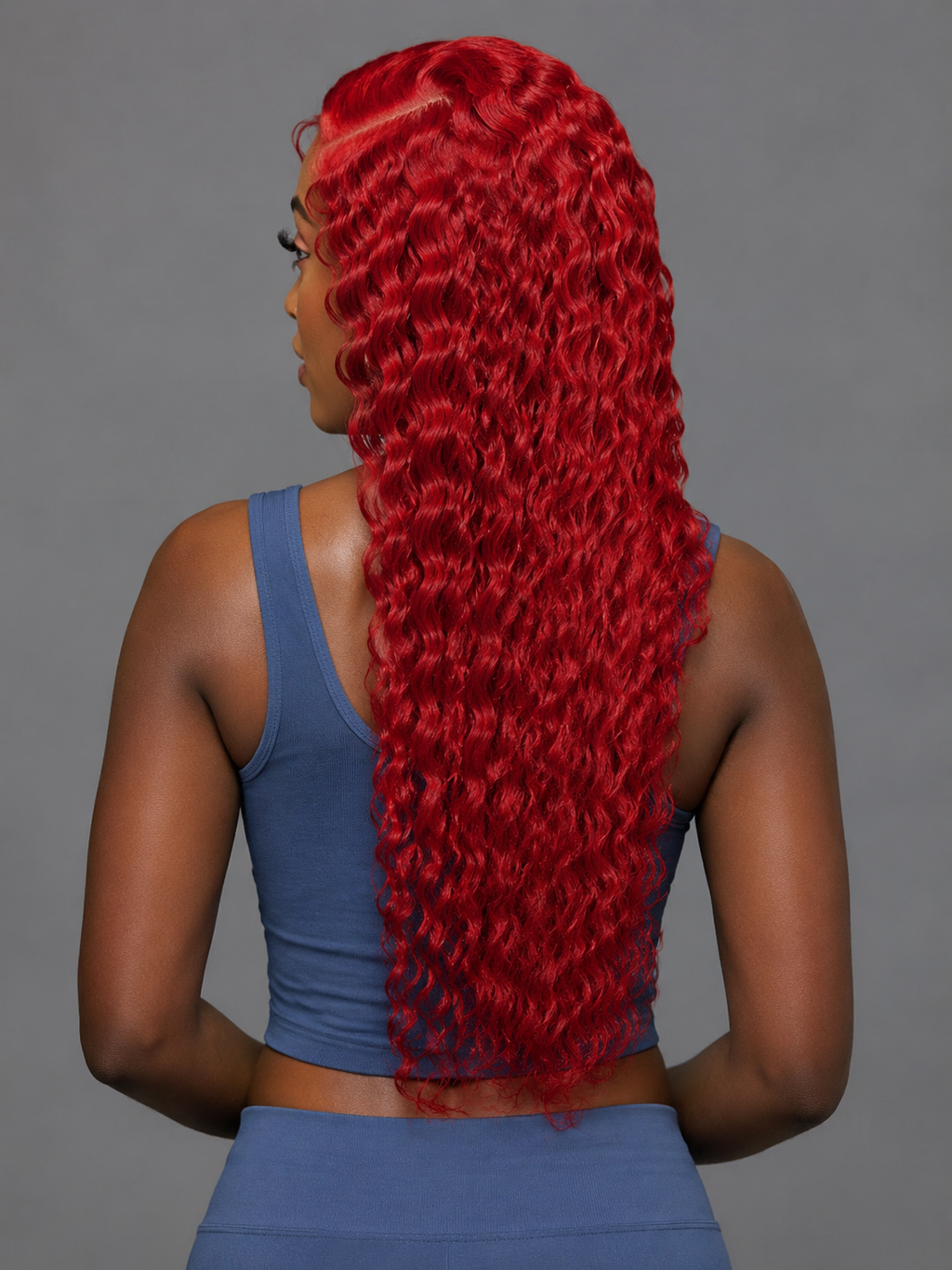 30” Red Deep Wave 13x6 Lace Front Wig – 100% Human Hair