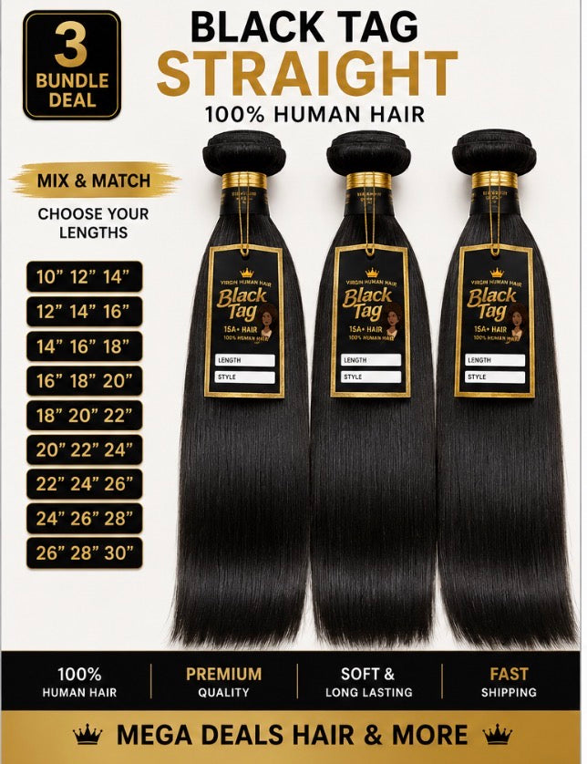 Black Tag straight 3 Bundles