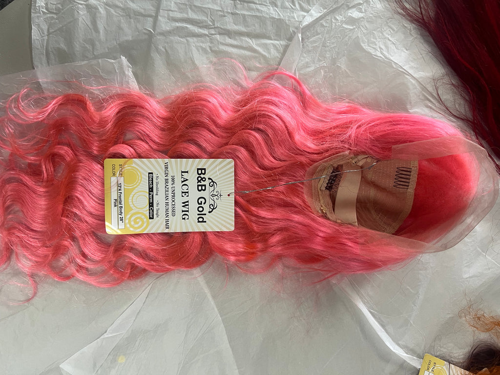 100% human hair wig 13x4 28”inch   And 24”inch available pink