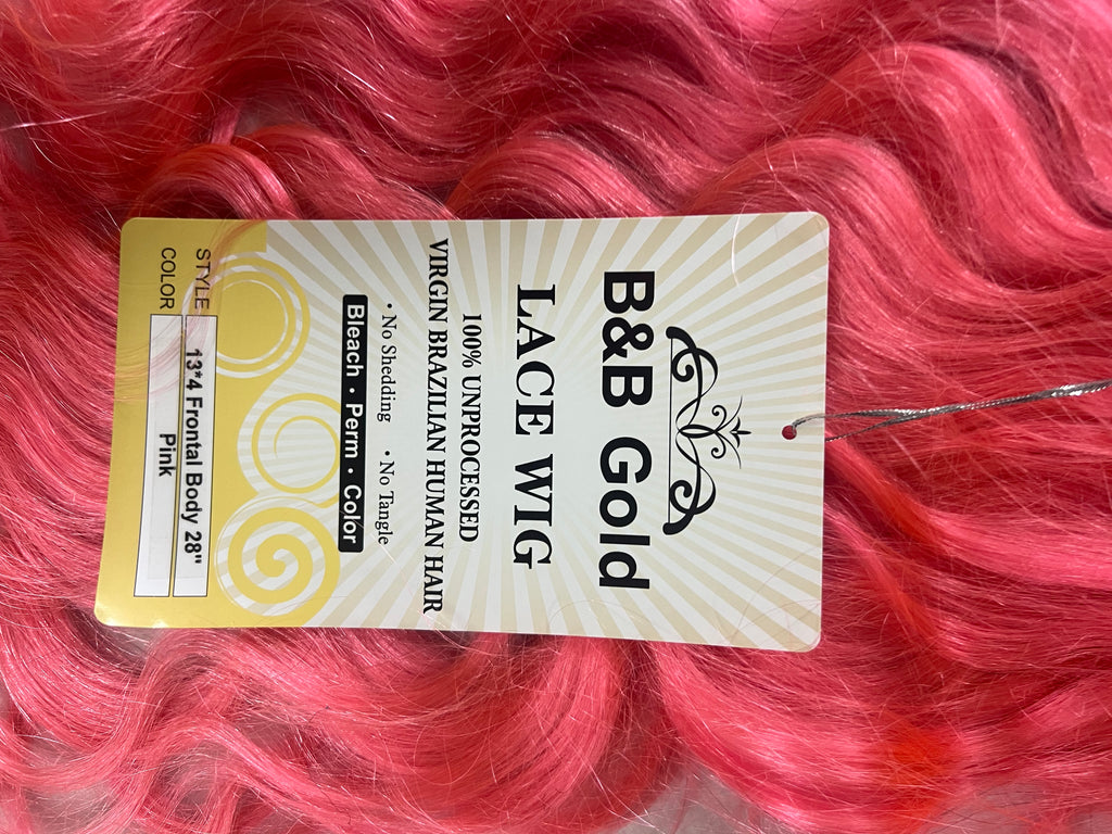 100% human hair wig 13x4 28”inch   And 24”inch available pink