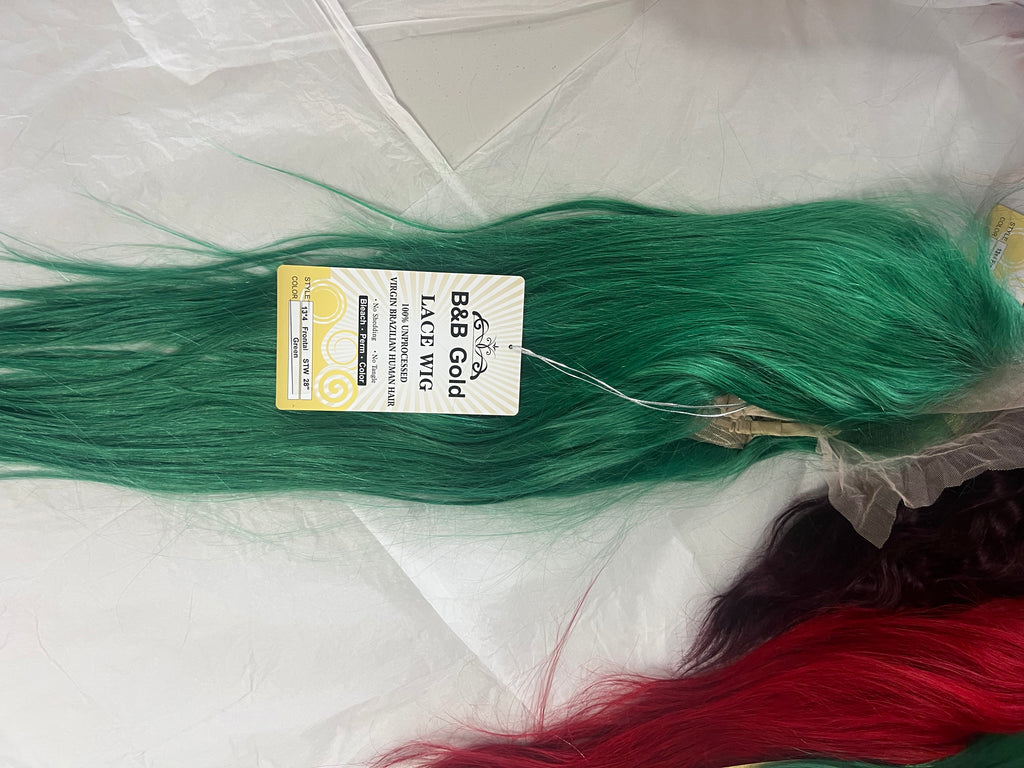 100% human hair wig 13x4 green 28”inch