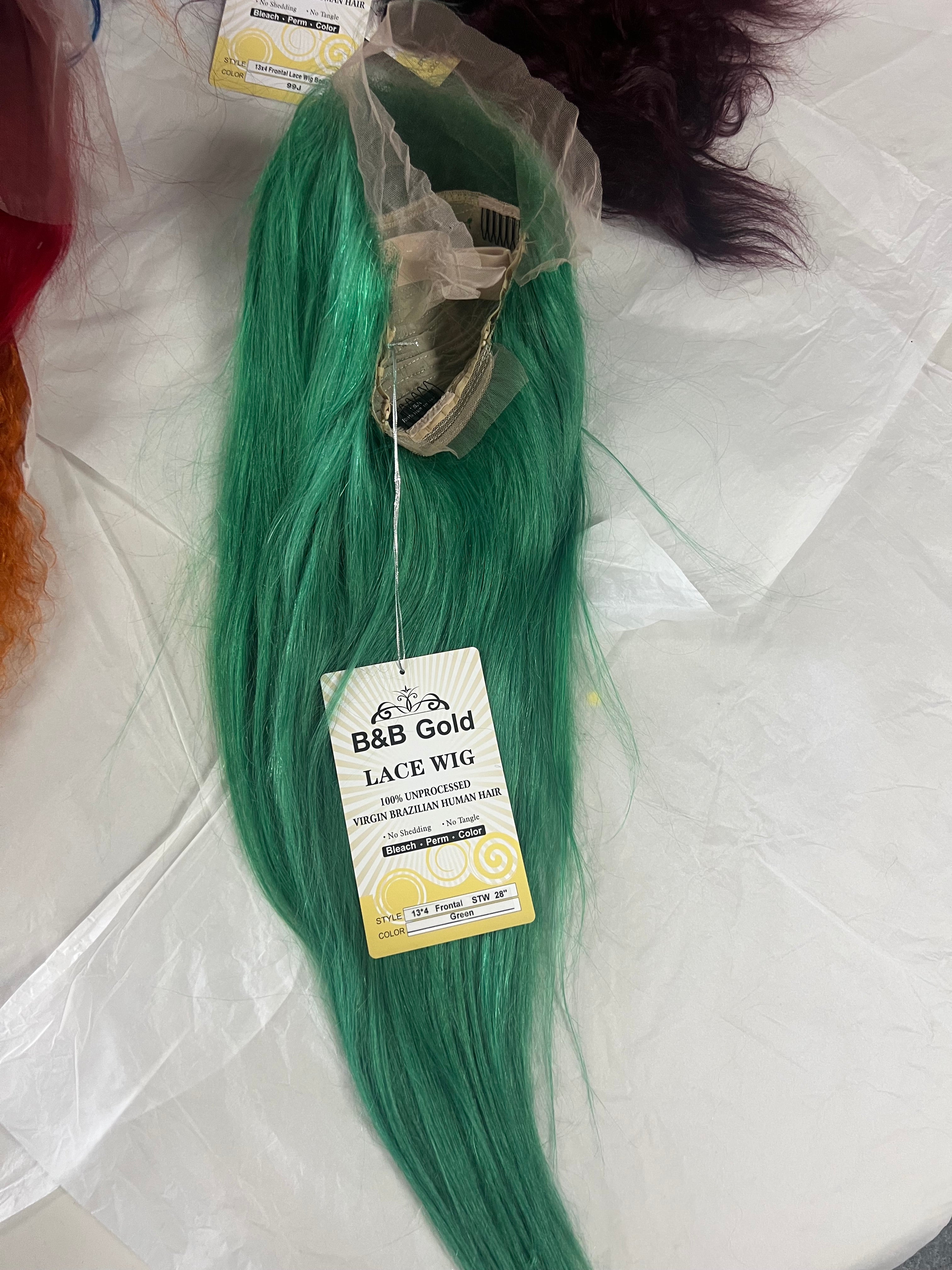 100% human hair wig 13x4 green 28”inch