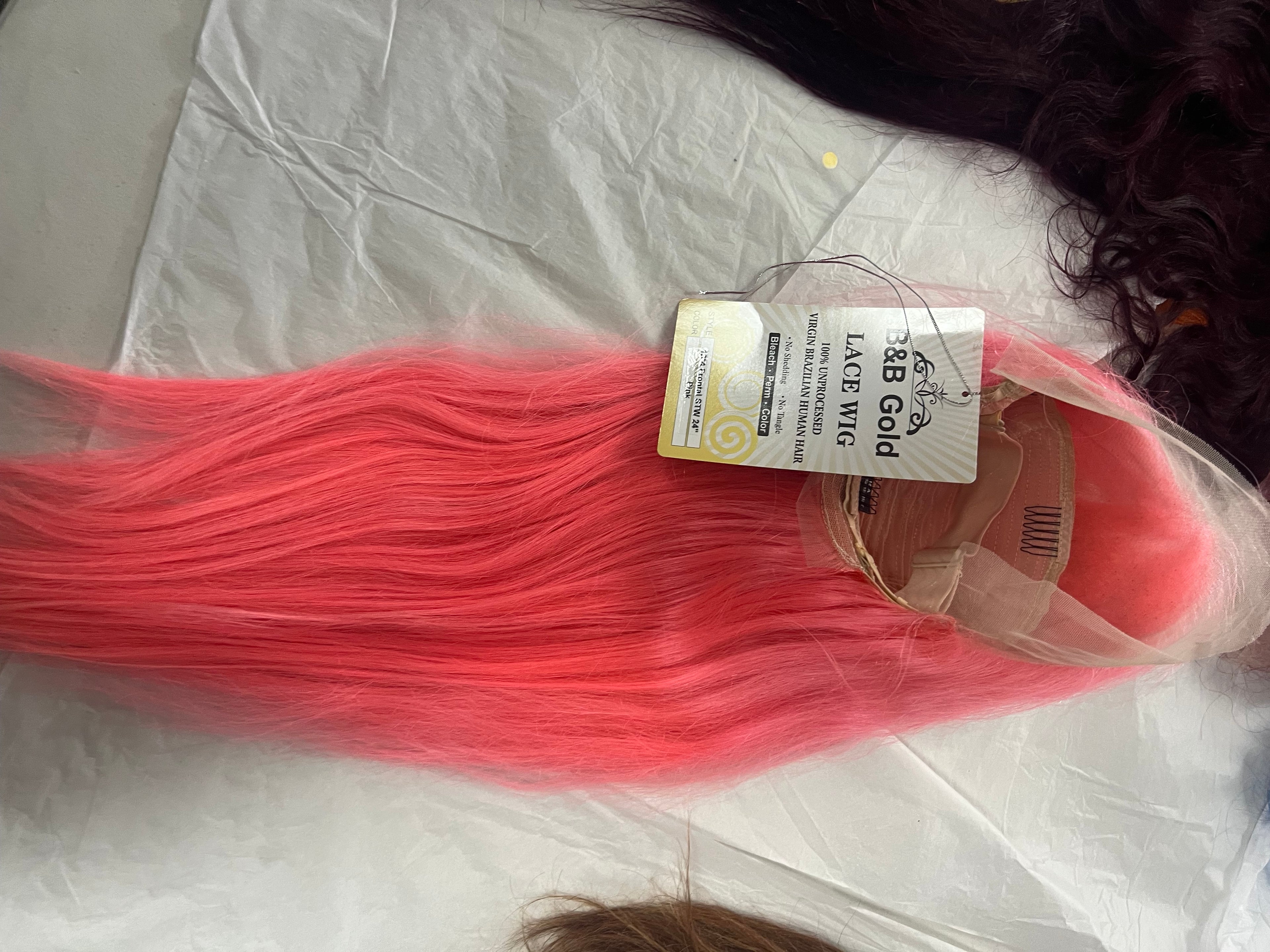 100% human hair wig 13x4 28”inch   And 24”inch available pink