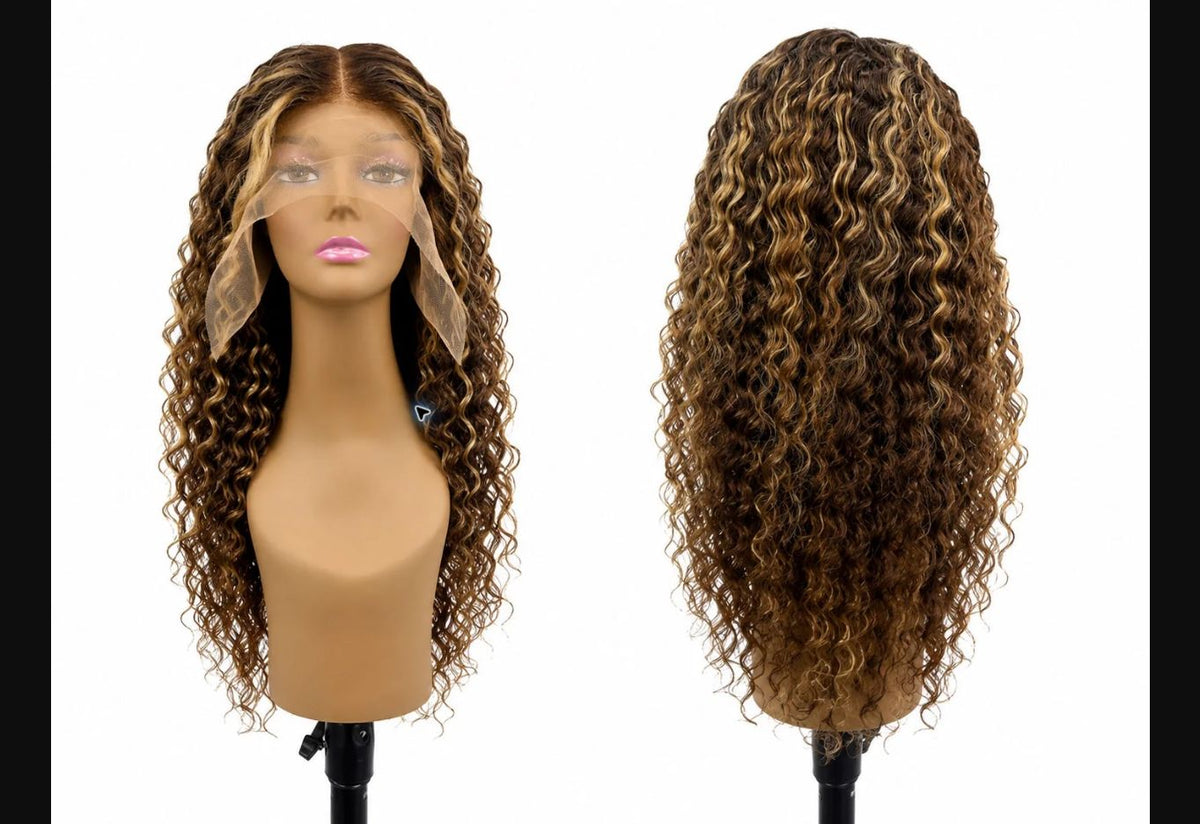 13x6 Deep Wave P4/27 Highlight actual front and back wig photo