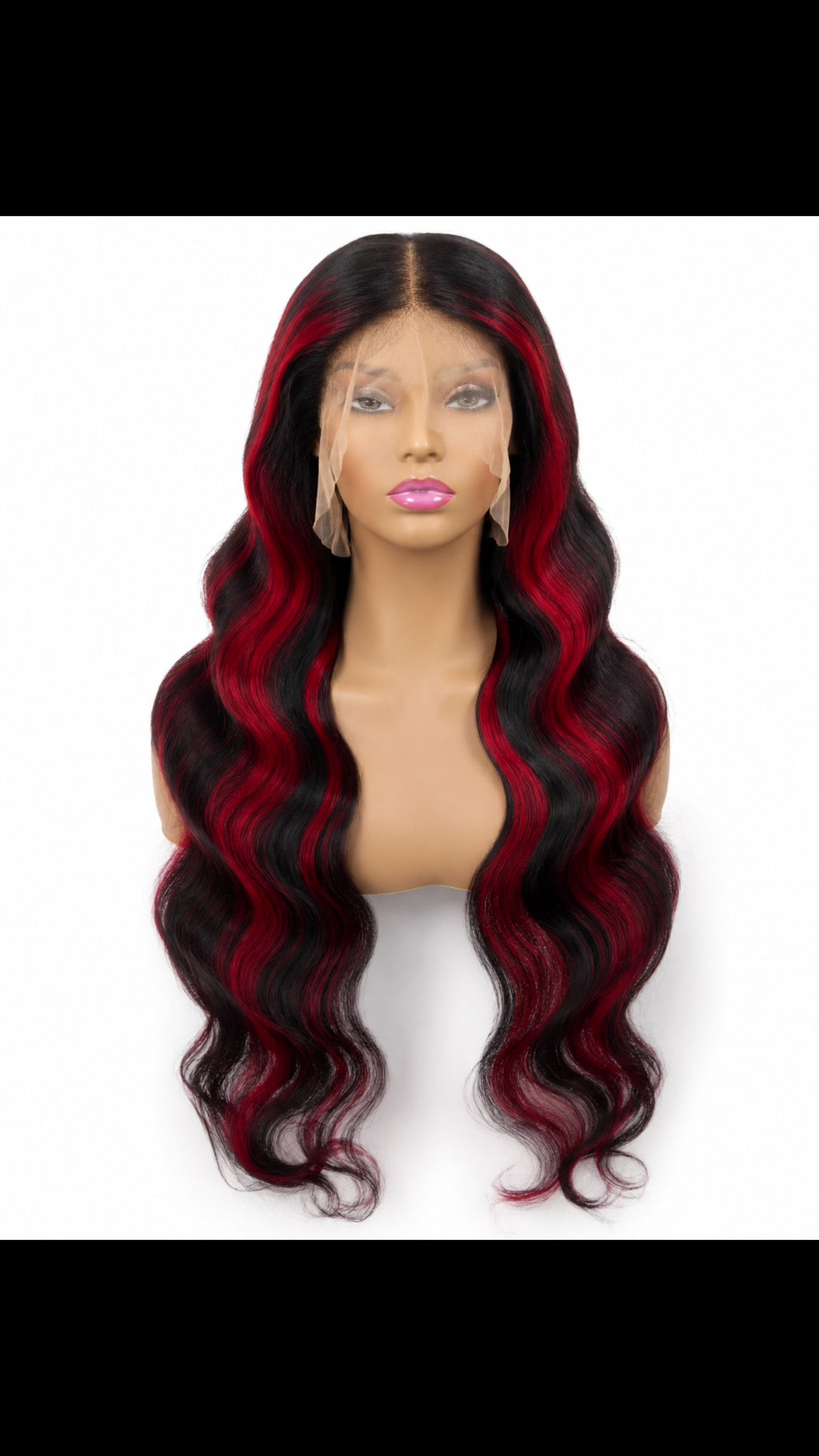 1b/RED 30”inch body wave 100% human hair wig 13x6