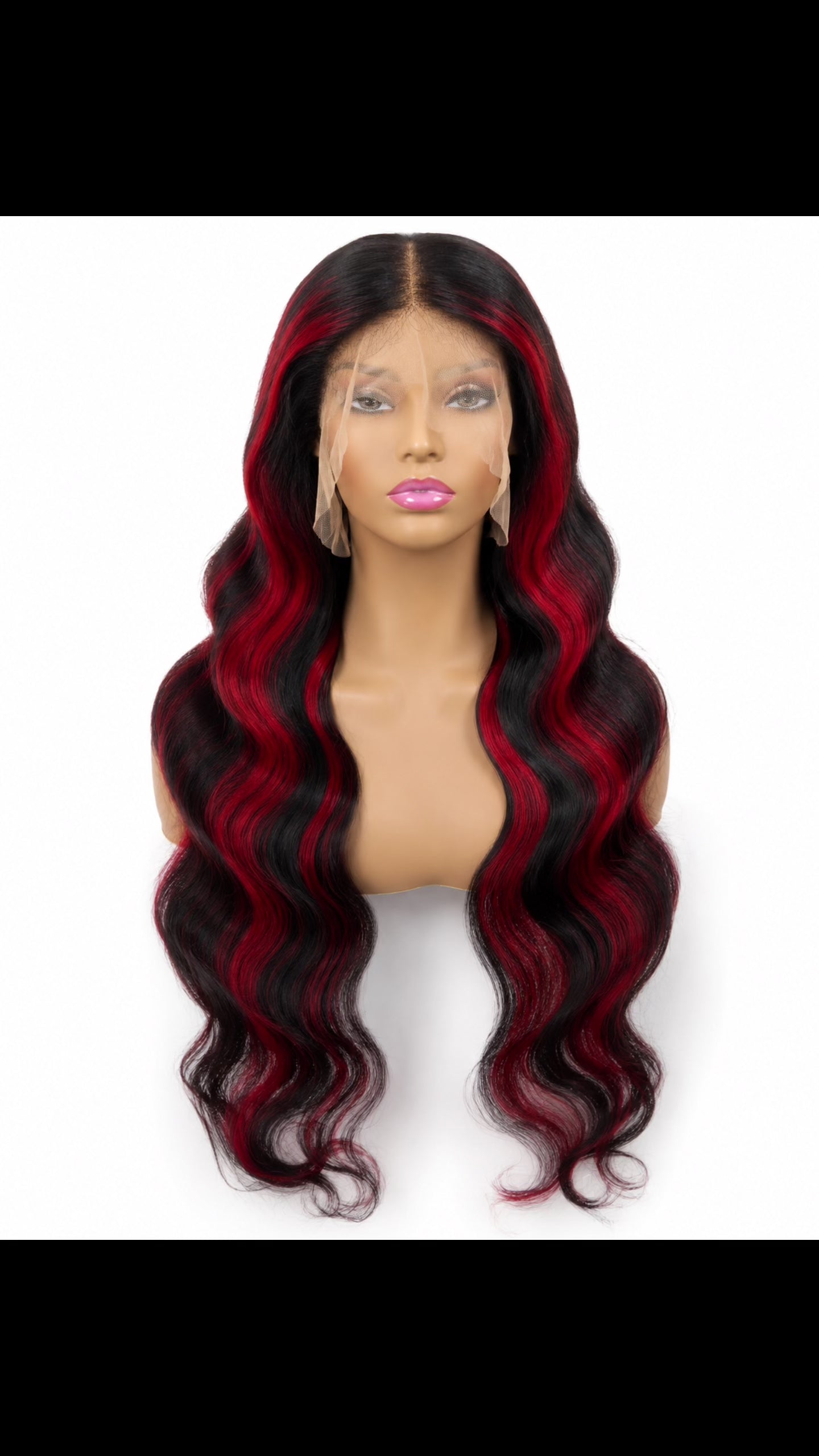 1b/RED 30”inch body wave 100% human hair wig 13x6